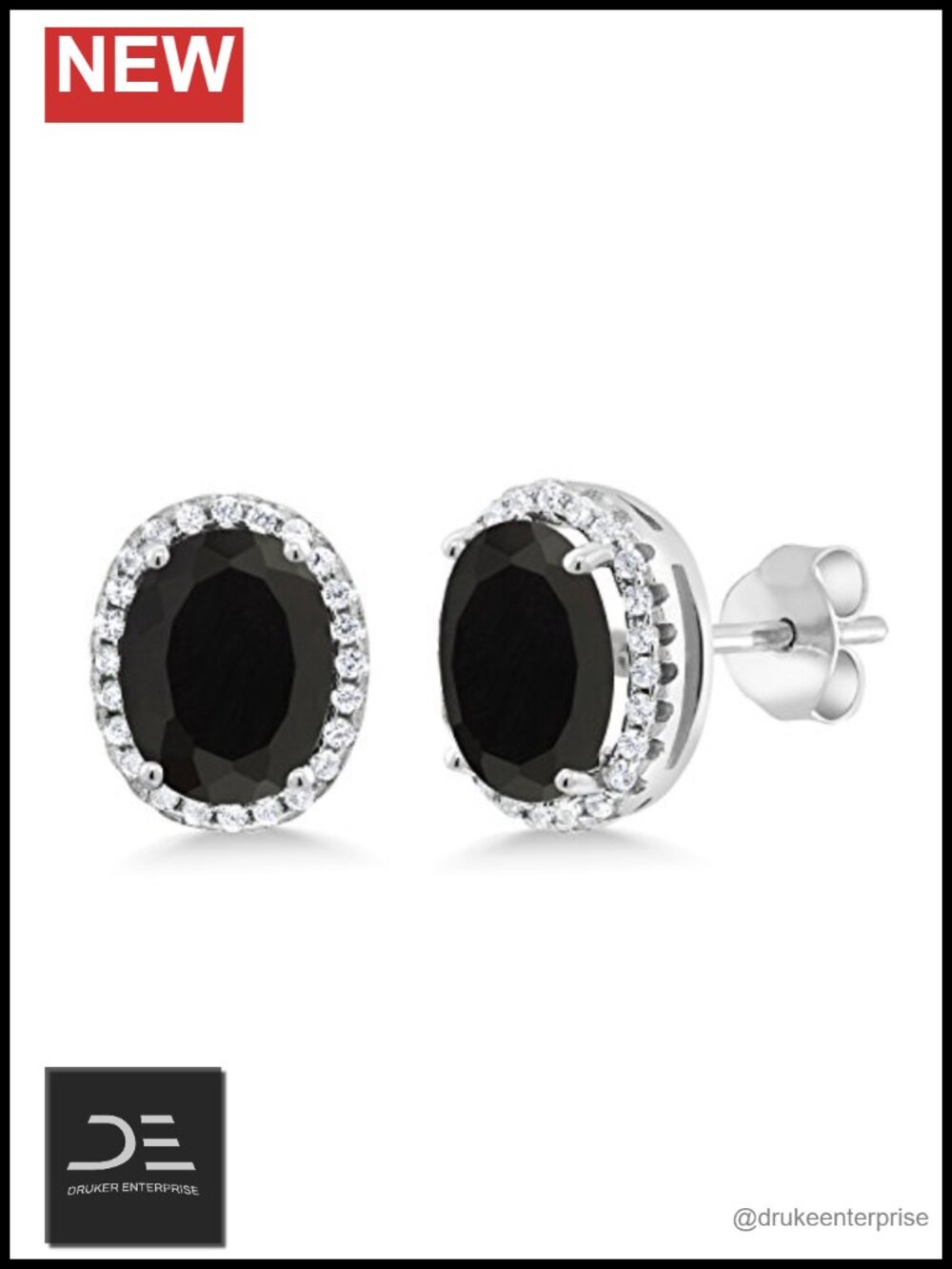 925 Sterling Silver Oval Birthstone Halo Earrings 3-5 CTTW
